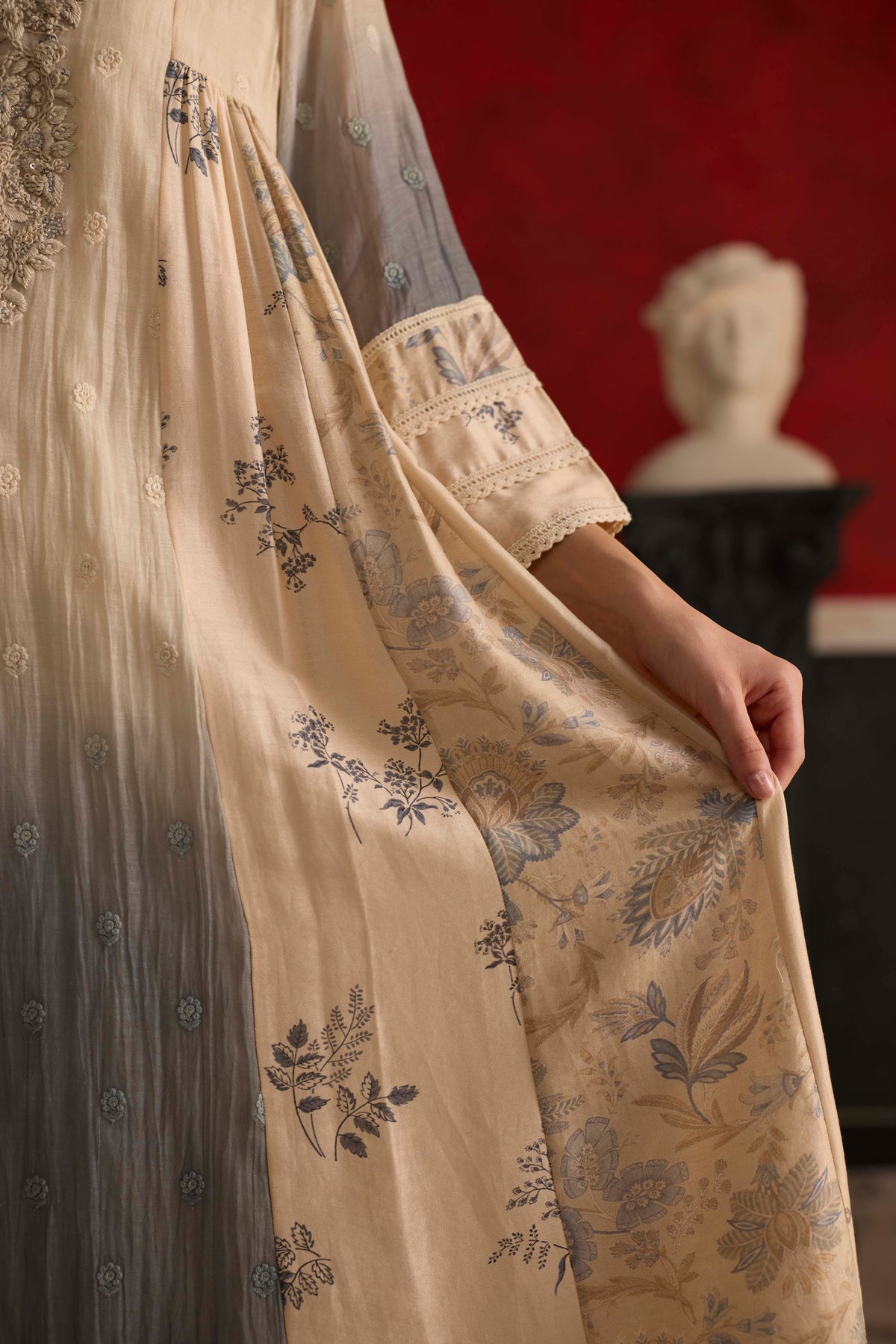 Bokashi Kurta - Blue and Beige