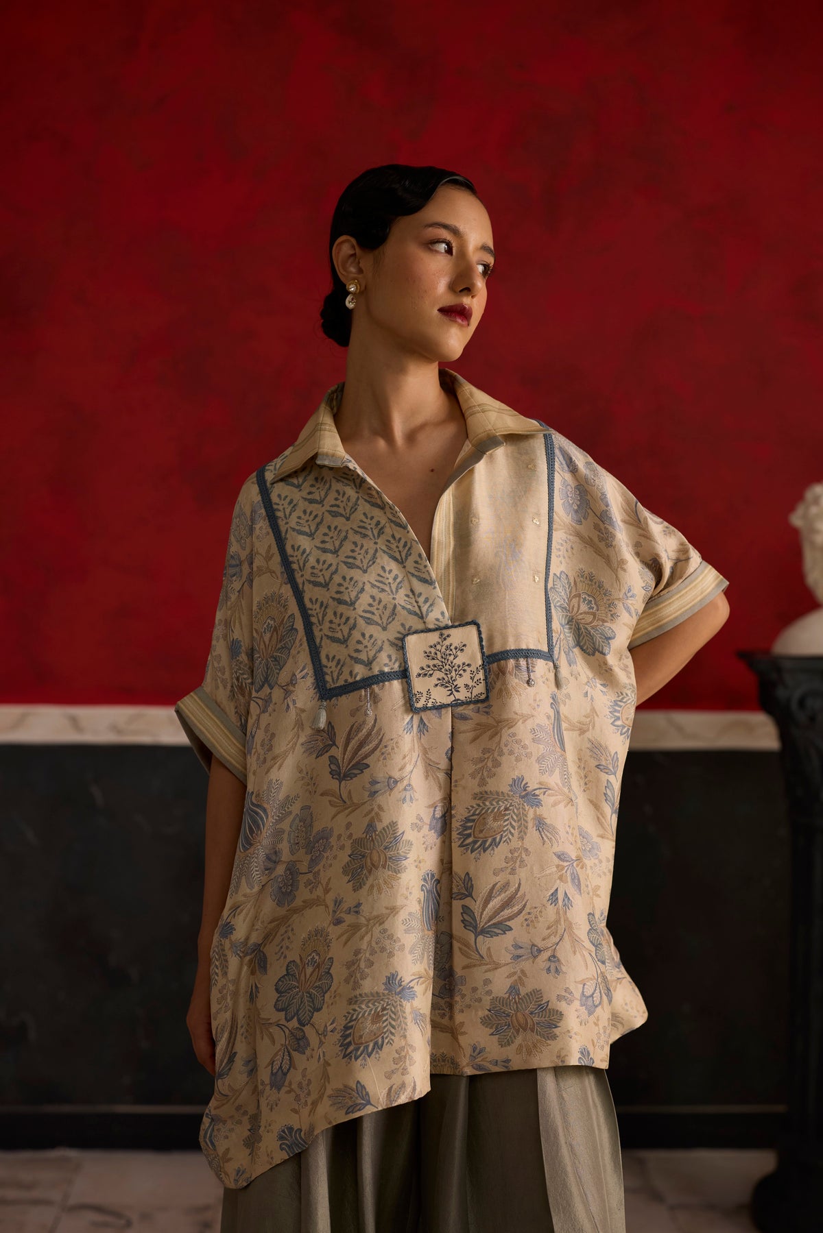 Kiiro Top- Blue and beige