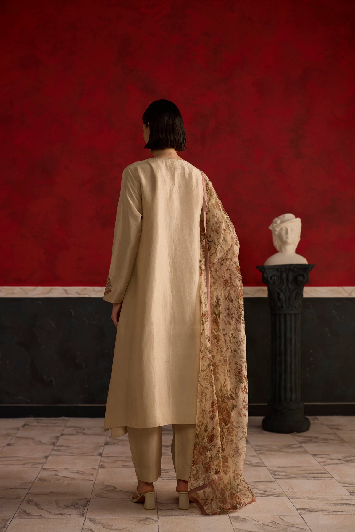 Orchid Kurta set- Beige and Peach