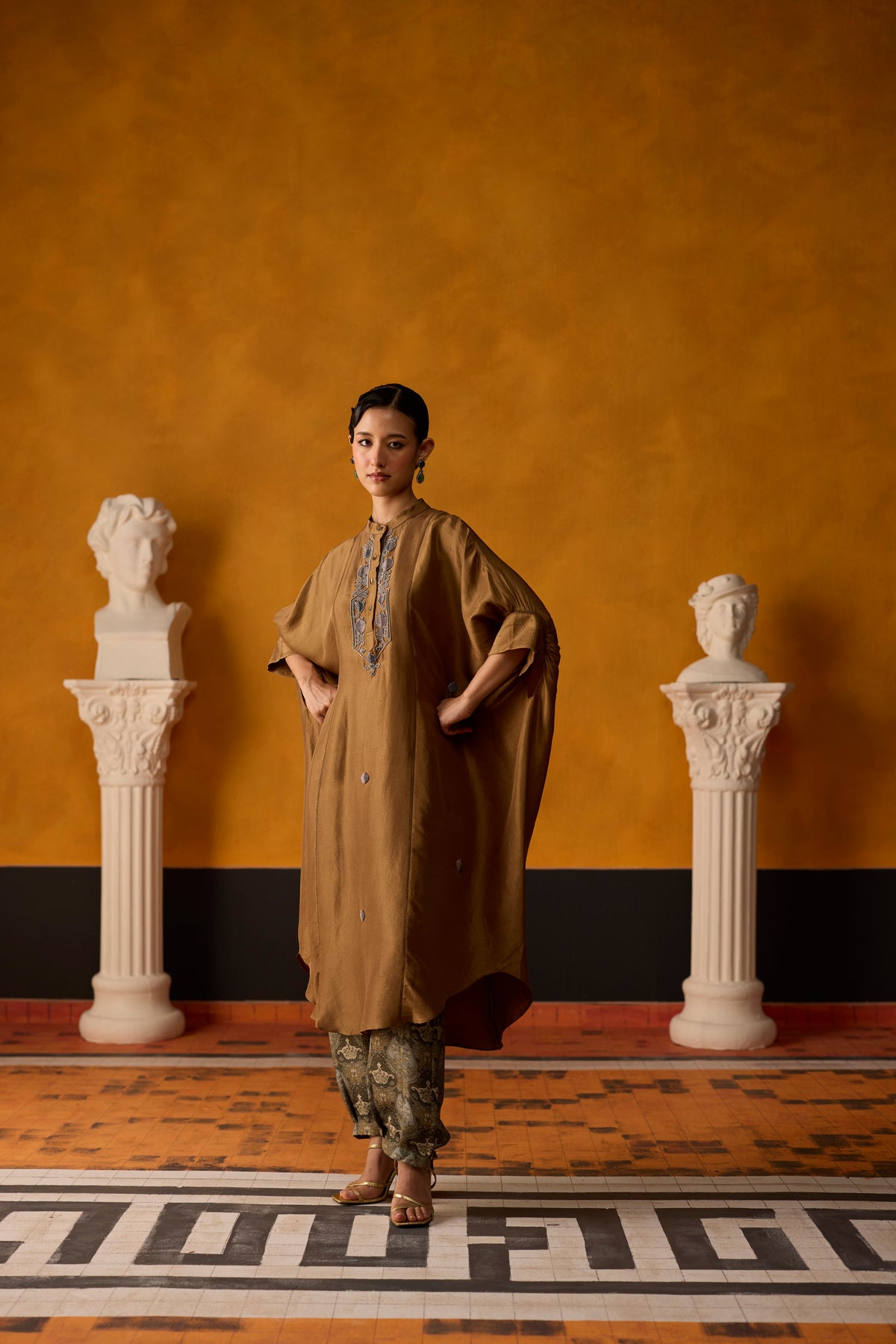 Brisa Kaftan Set- Brown