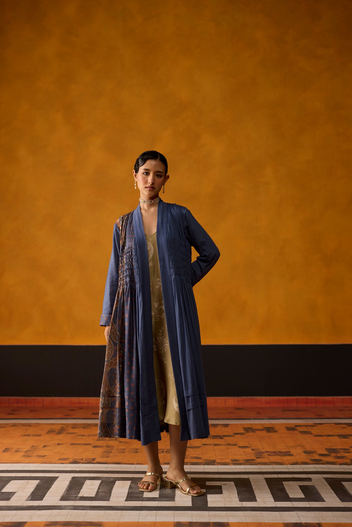Amane Tunic Set- Blue and Green