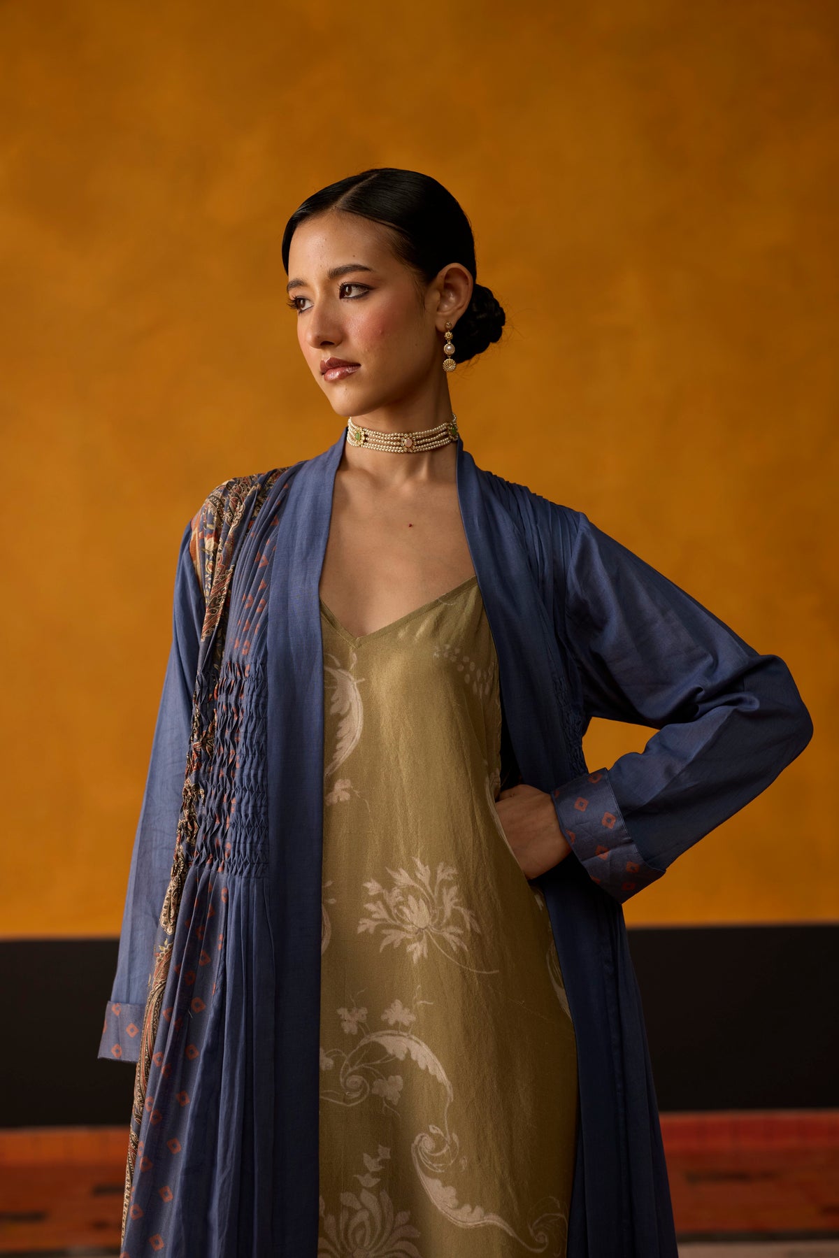 Amane Tunic Set- Blue and Green