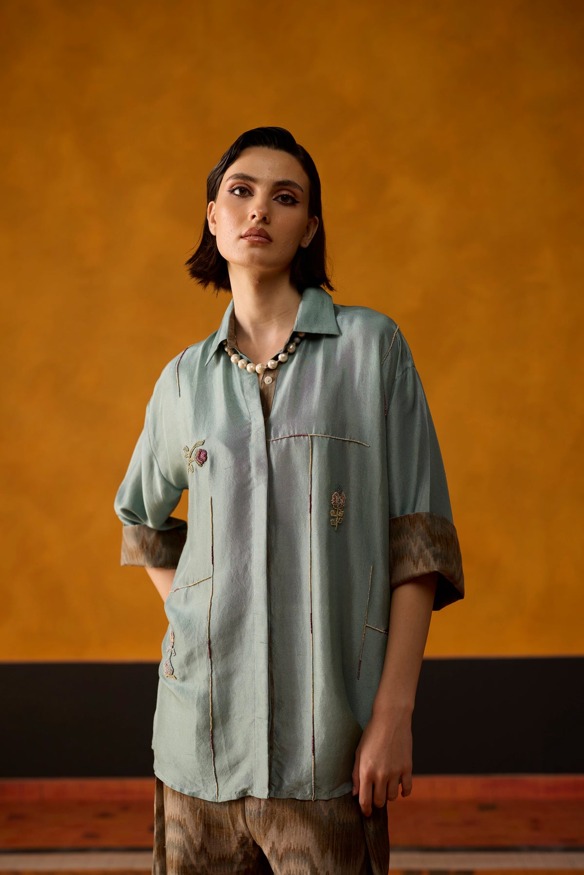 Ikkato Co-ord set- Teal and Brown