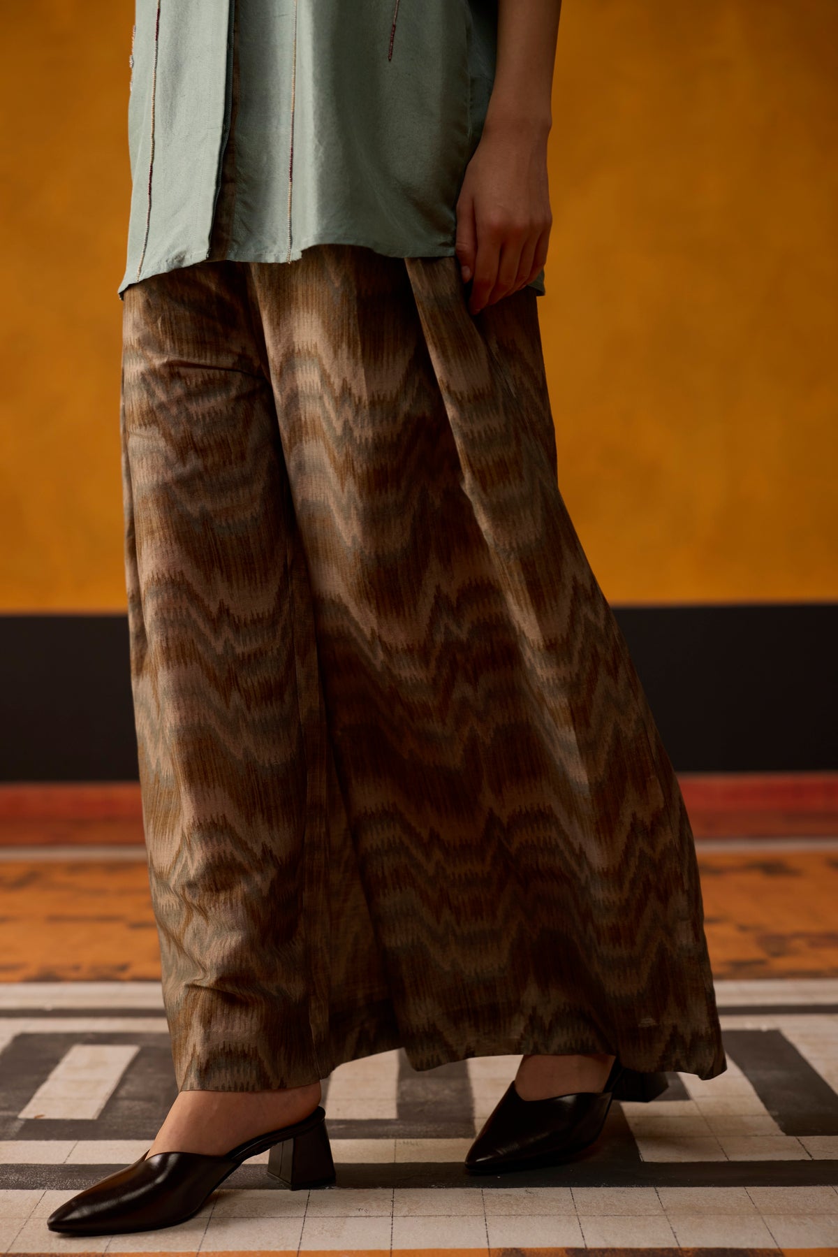 Ikkato Co-ord set- Teal and Brown