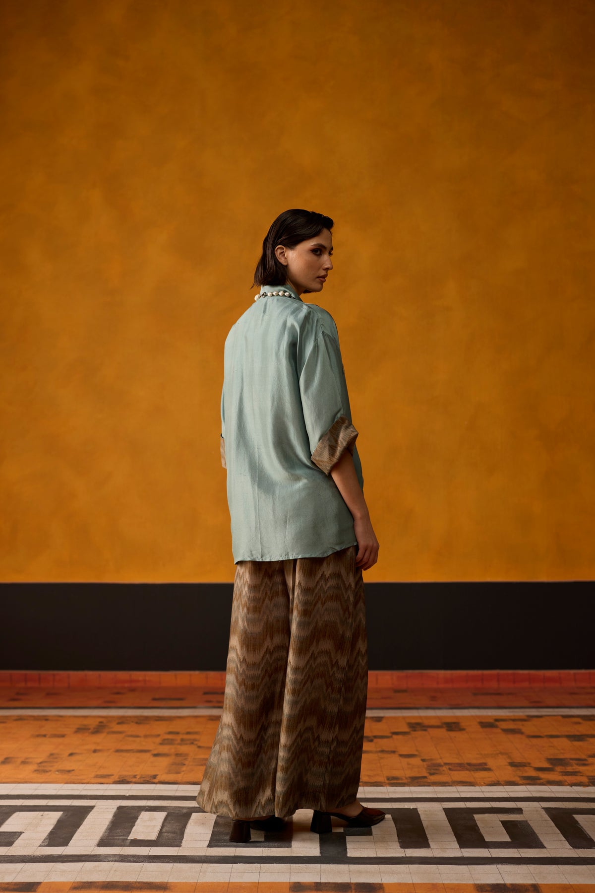 Ikkato Co-ord set- Teal and Brown