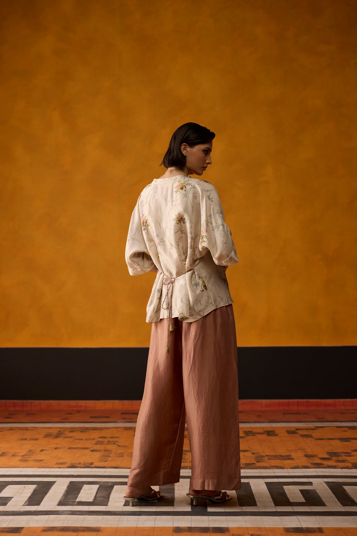 Ashen Co-ord set- Off white and Pink