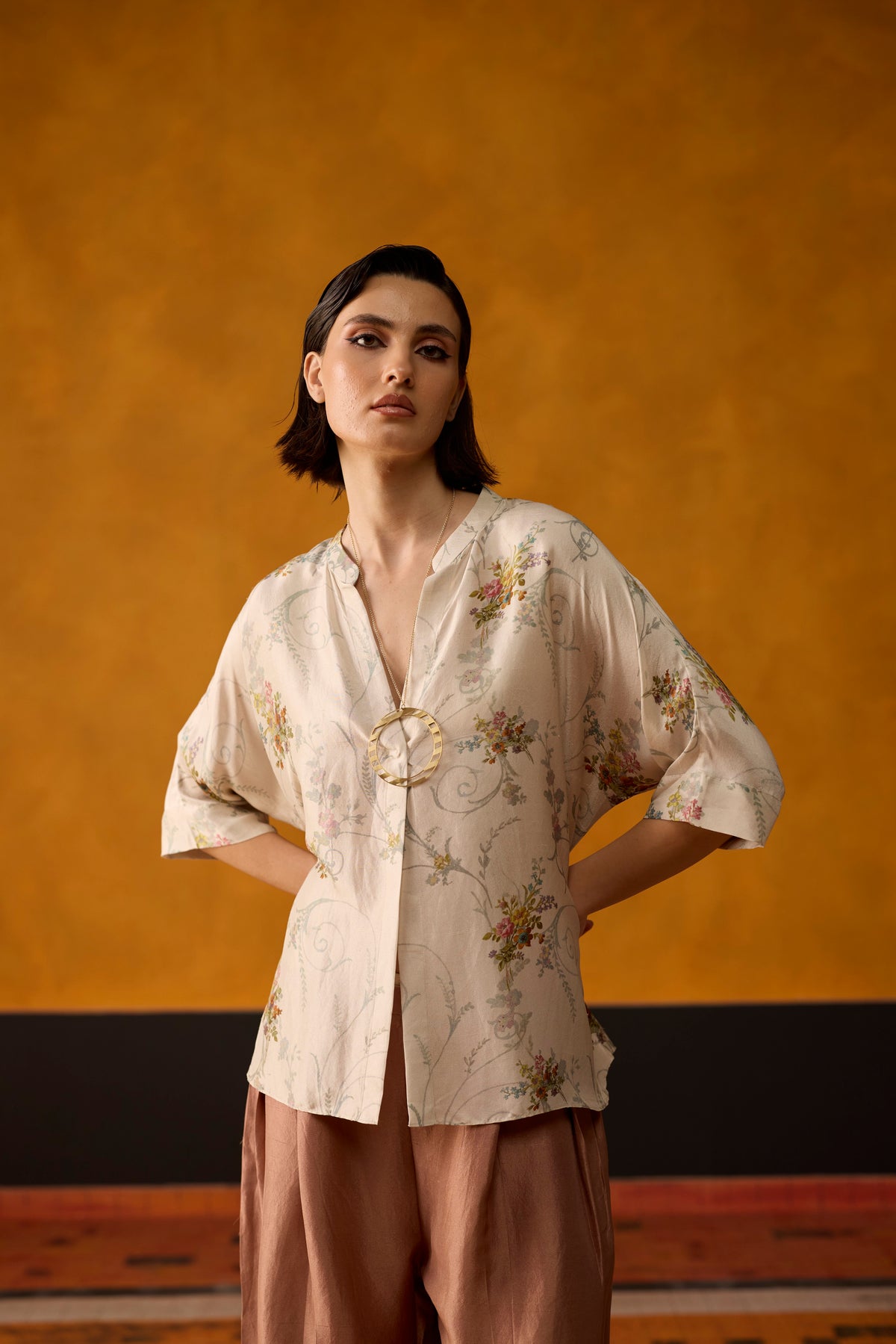 Ashen Co-ord set- Off white and Pink