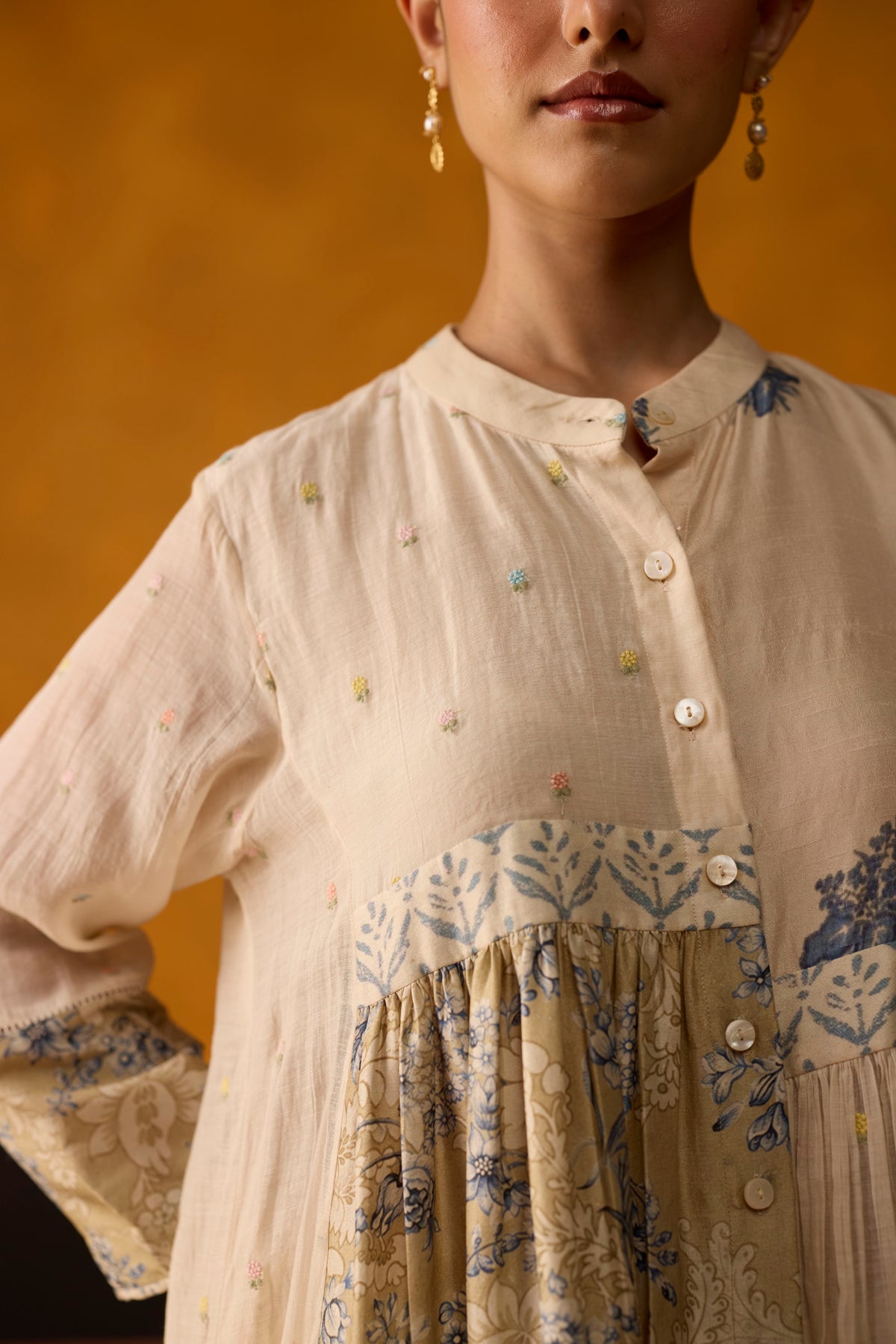 Raye Tunic set- Blue and Beige