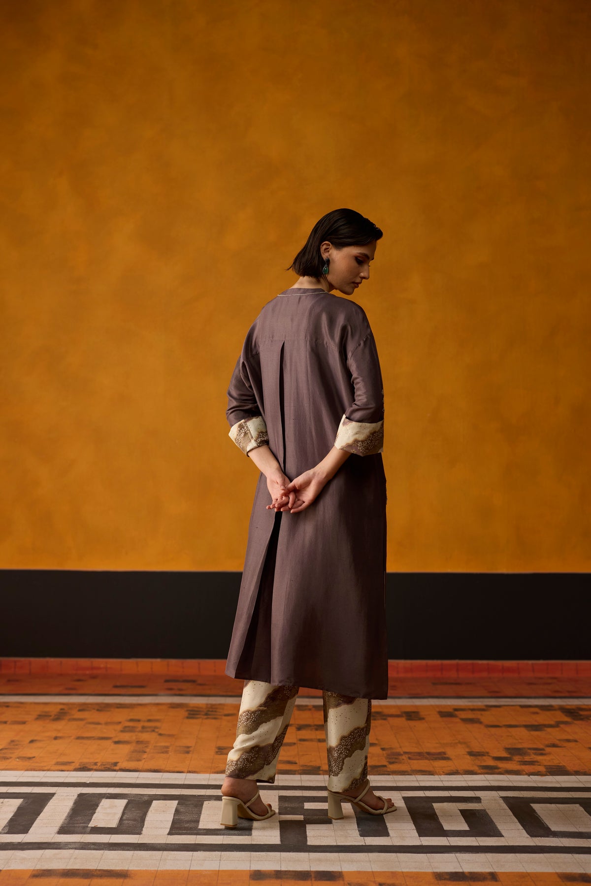 Ikkato Kurta Set- Purple and Brown