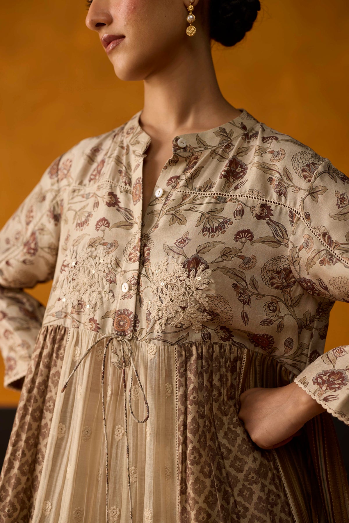 Chowa Kurta- Beige and Brown