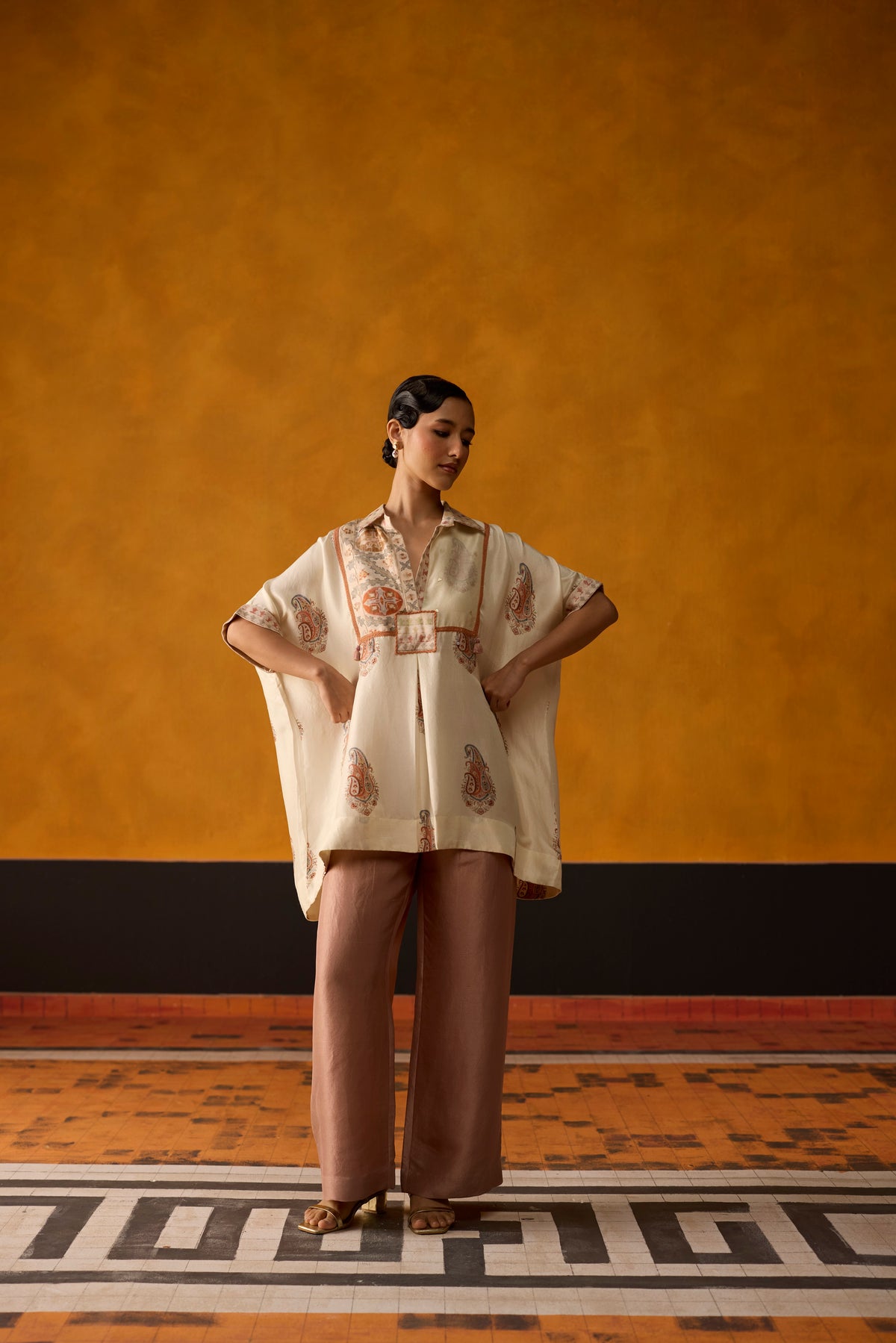 Kiiro Co-ord set- Off white and Pink