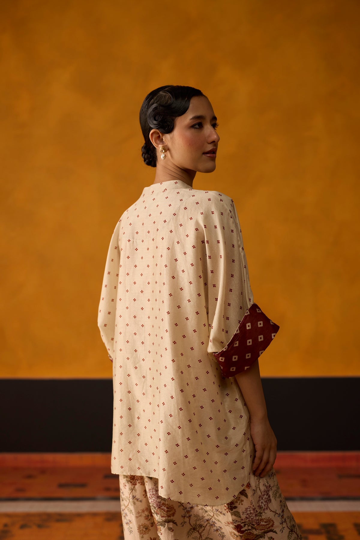 Issiki Co-ord set- Beige and Burgundy