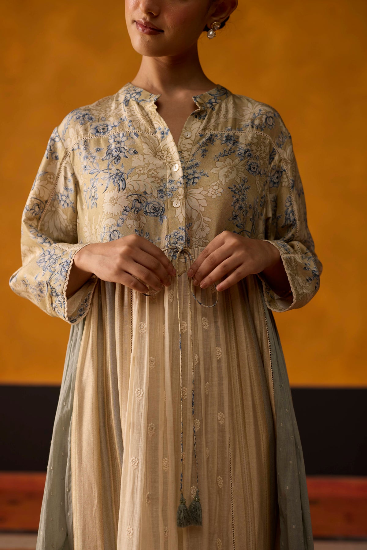 Chowa Kurta- Blue and Beige