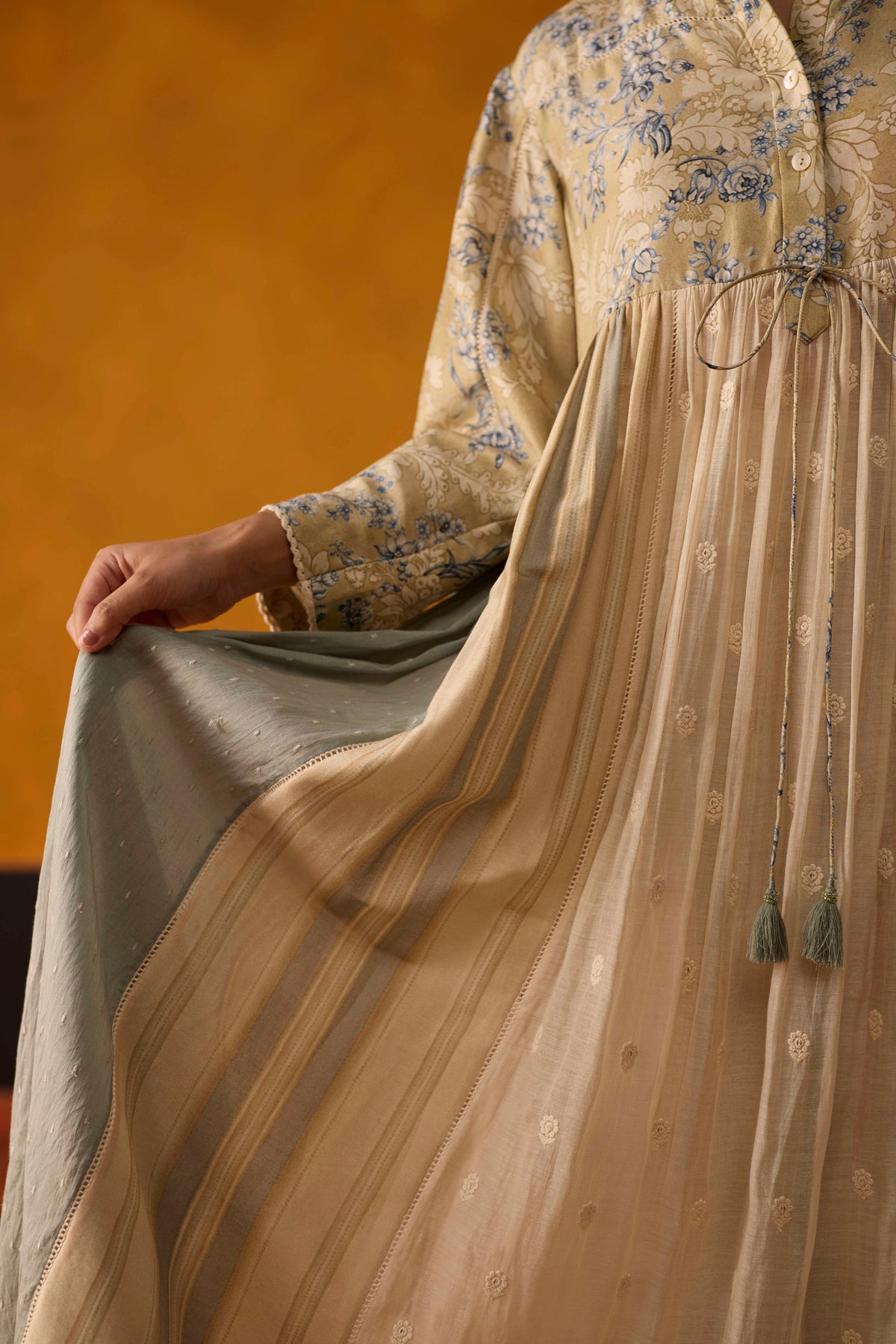 Chowa Kurta- Blue and Beige