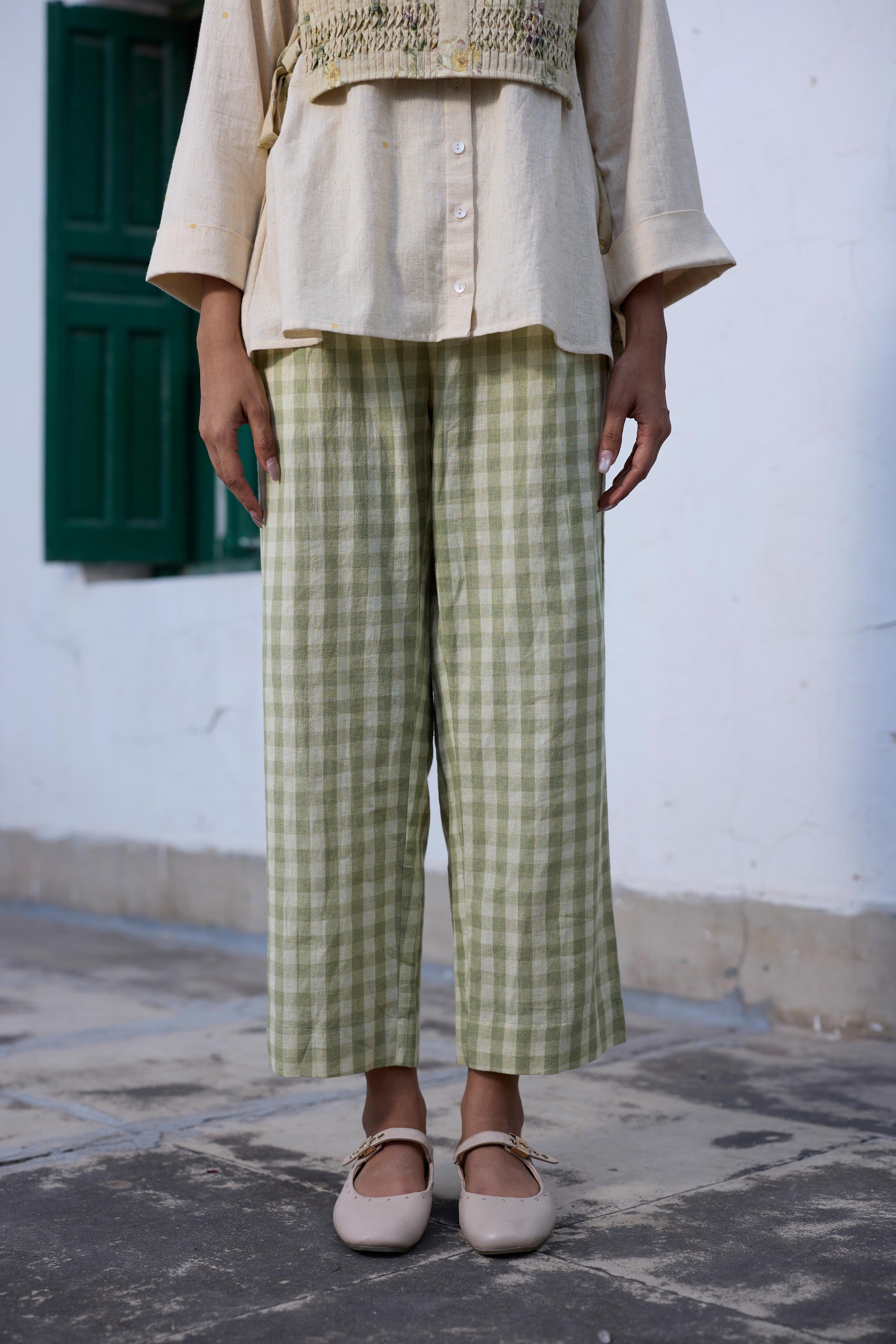 Briar Co-ord Set-  Ecru and Green