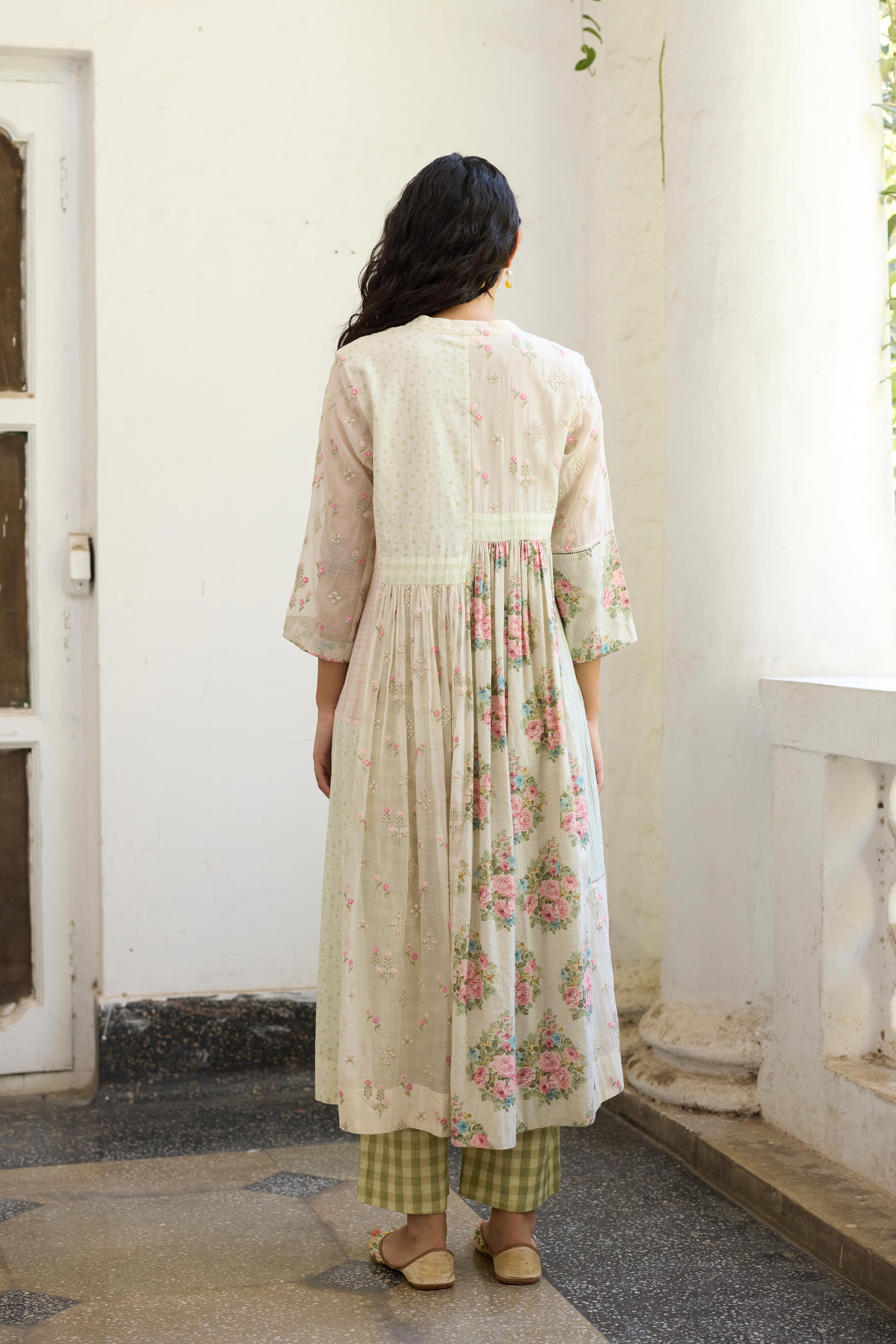 Raye Tunic Set- Off White &amp; Green