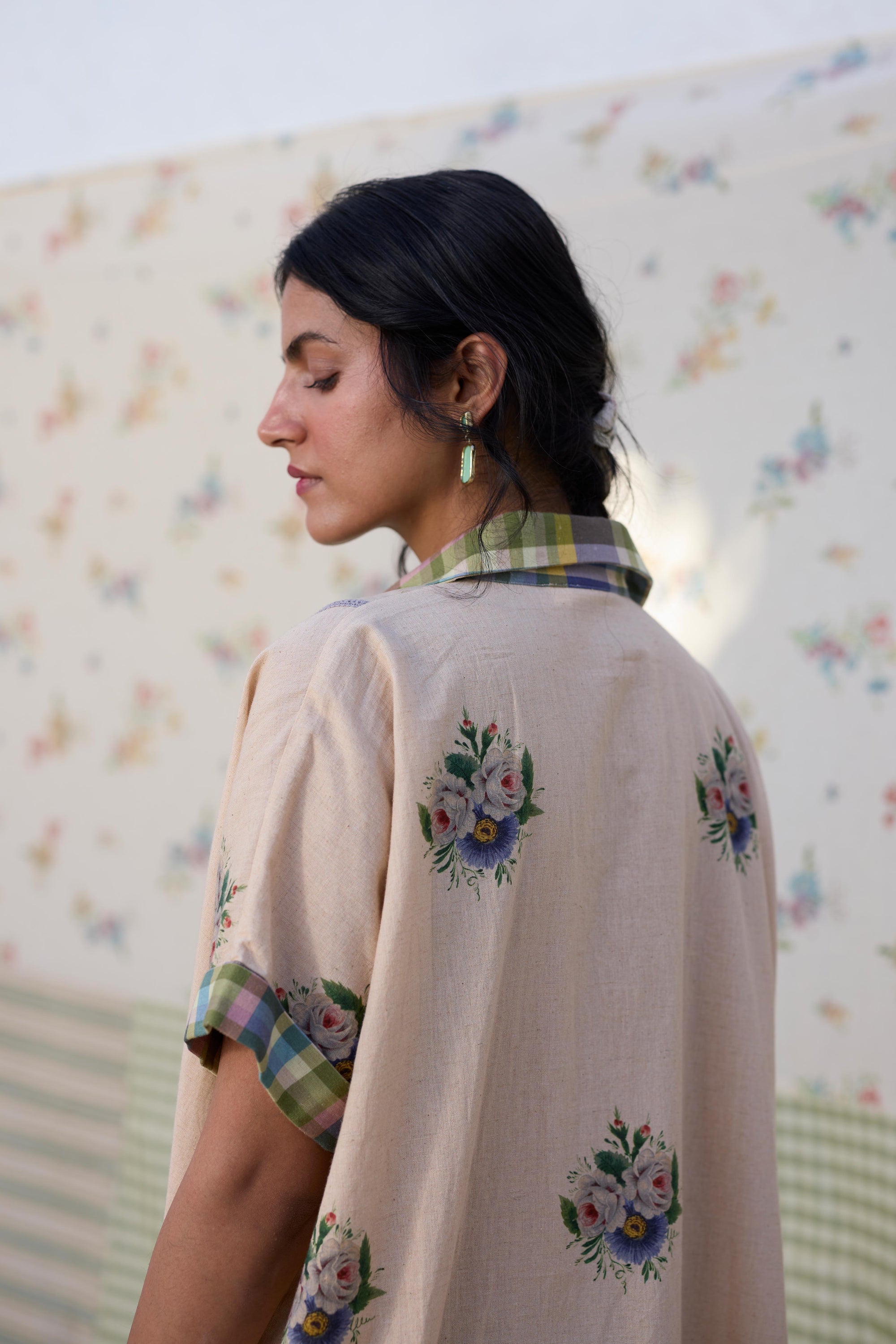 Kiiro Top- Ecru and Green