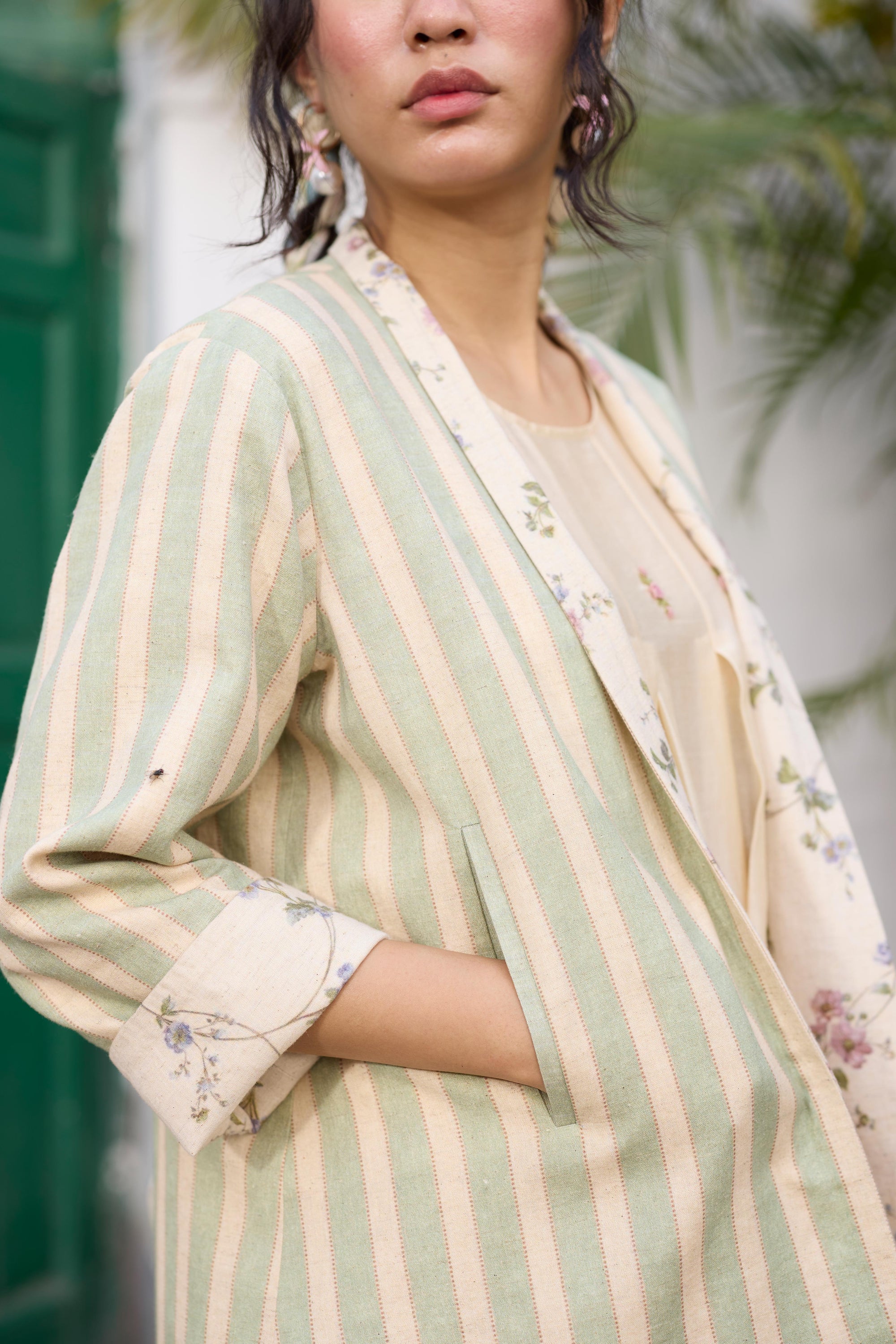 Solene Jacket- Off white and Green
