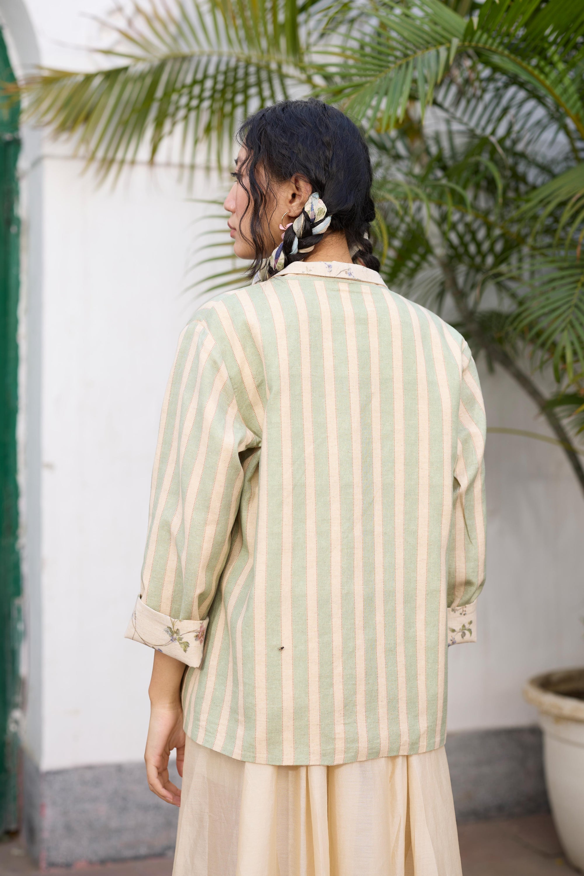 Solene Jacket- Off white and Green