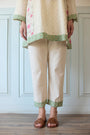 Kigiku Pant - Off White And Green